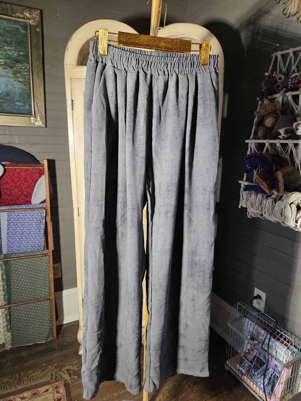 Wide Leg Lounge Pants in Steel Gray